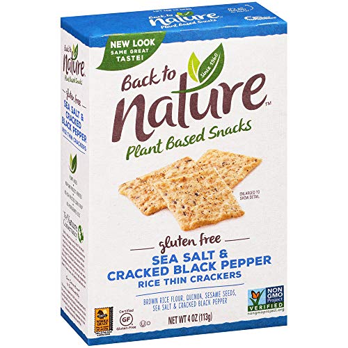 Back To Nature Rice Thins, Sea Salt and Cracked Black Pepper, 4 Ounce by Back to Nature