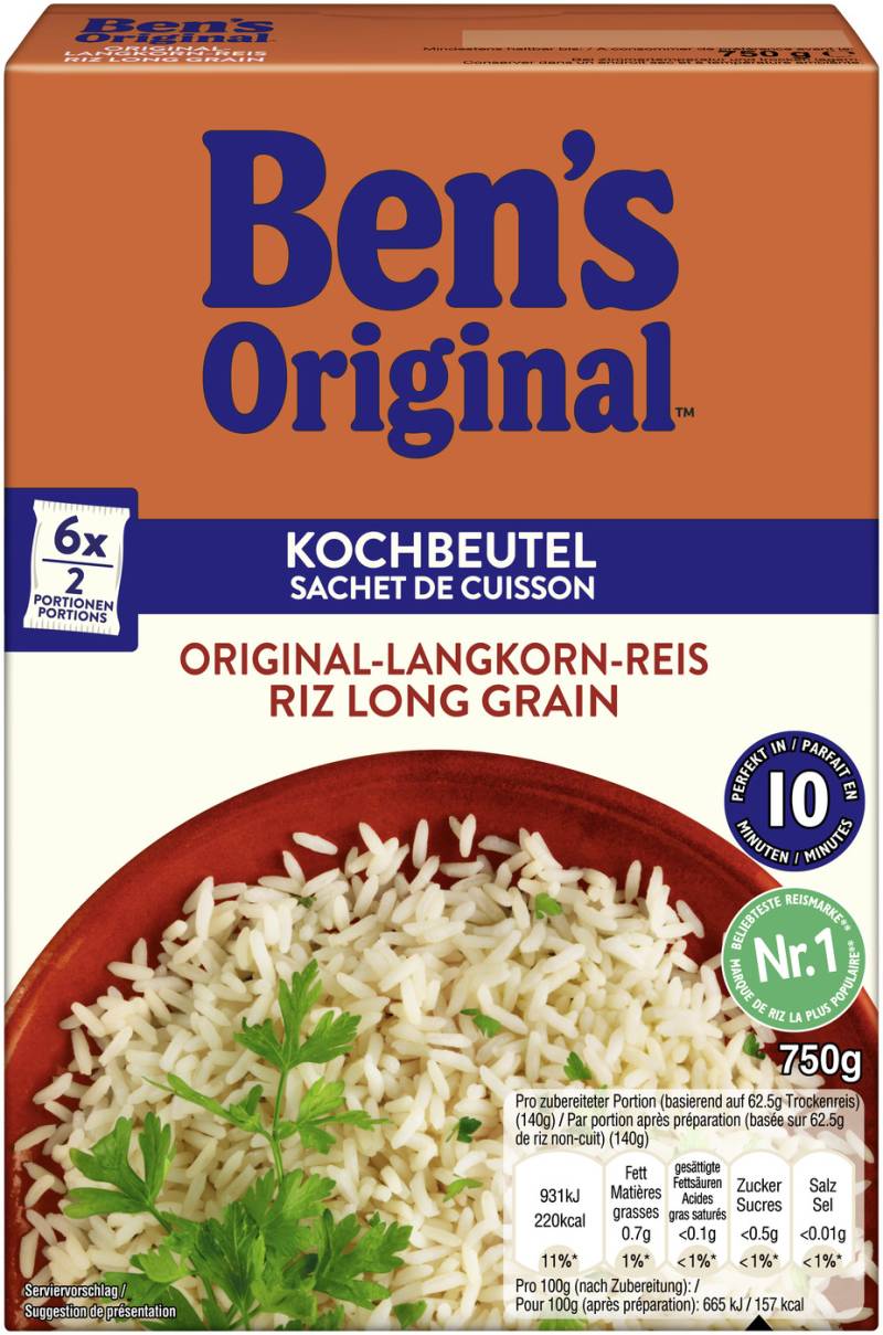 Ben's Original Langkorn Reis Kochbeutel 750G