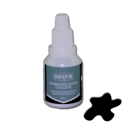 BrandNewCake® Airbrush Lebensmittelfarbe Schwarz 20ml - Essbare Lebensmittelfarbe für Kuchen und Torten - Perfekt für Tortendekoration und Backen von Brand New Cake