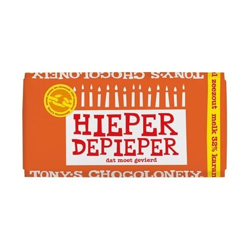 Chocolade Tony's Chocolonely reep 180gr melk karamel zeezout ""Hieper de pieper"" | 15 stuks