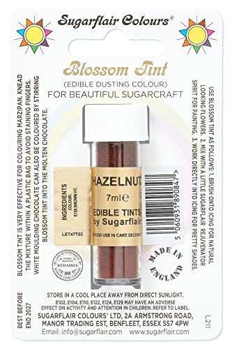 Sugarflair Blossom Tint Dusting Lebensmittelfarbe Pulver Hazelnut - Lebensmittel Farbe Pulver zur Dekorationen Farbzuckerpaste, Fondant, Zuckerguss, Schokolade, Buttercreme, Macarons - 7ml von Sugarflair Colours