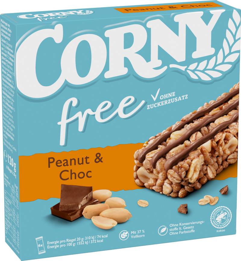 Corny Free Peanut & Choc 6ST 120G