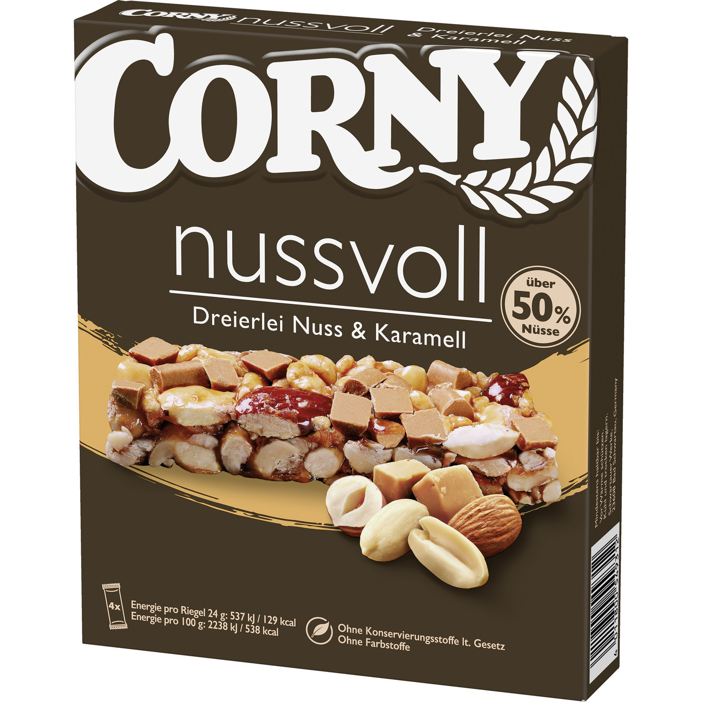 Corny Nussvoll Dreierlei Nuss & Karamell 4ST 96G