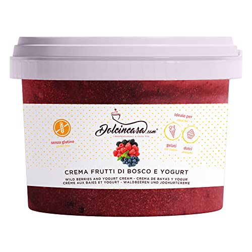 Dolcincasa-Creme mit Beeren und Joghurt, glutenfrei, widerstandsfähig, aufstreichbar und zum Füllen von Croissants, Kuchen, Crepes und verschiedene Desserts, 500 g von Dolcincasa.com