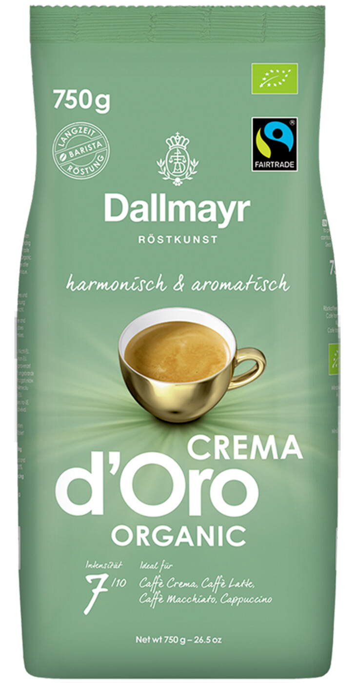 Dallmayr Bio Kaffee Gran Verde Café Crème Fairtrade ganze Bohnen 750G