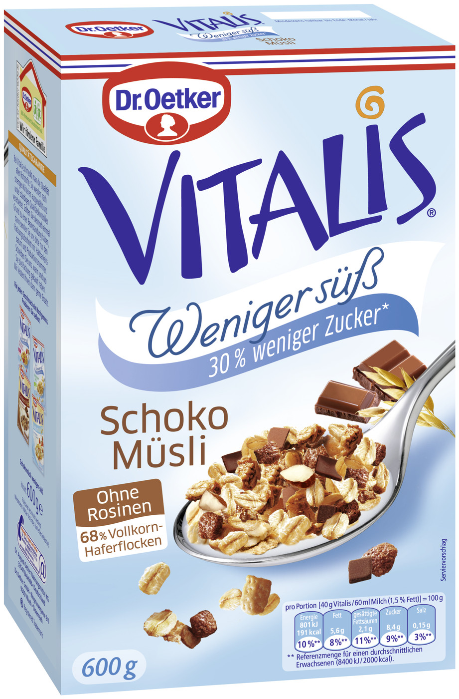 Dr.Oetker Vitalis Schoko Müsli weniger süß 600G