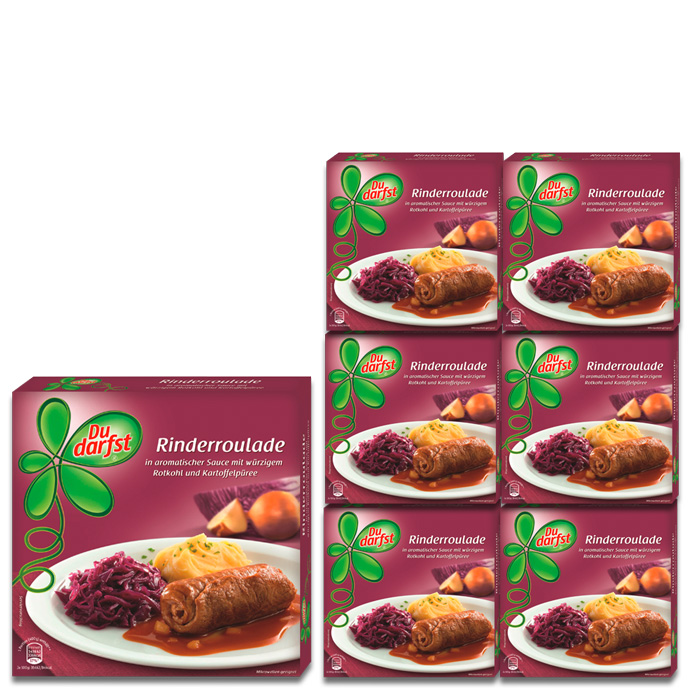 Du darfst Rinderroulade in aromatischer Sauce mit würzigem Rotkohl und Kartoffelpüree 6x400G