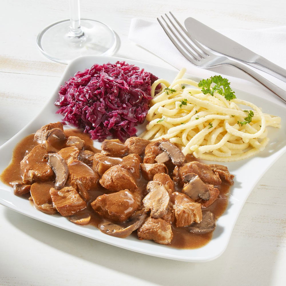 Dürrröhrsdorfer Schweinegulasch mit Champignons von Dürrröhrsdorfer