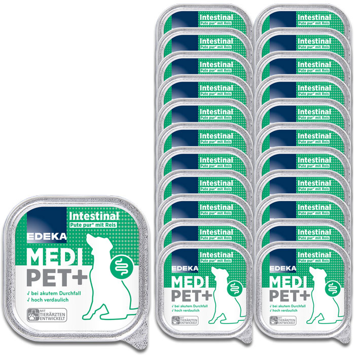 EDEKA Medi Pet+ Hund Intestinal Pute pur mit Reis 22x150G