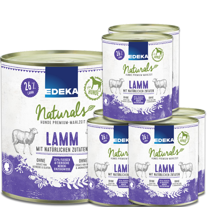 EDEKA Naturals für Hunde Lamm 6x800G