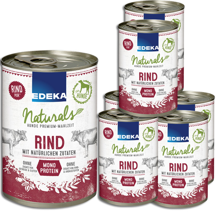 EDEKA Naturals für Hunde Monoprotein Rind 6x400G