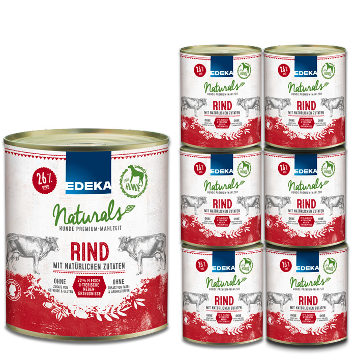 EDEKA Naturals für Hunde Rind 6x800G