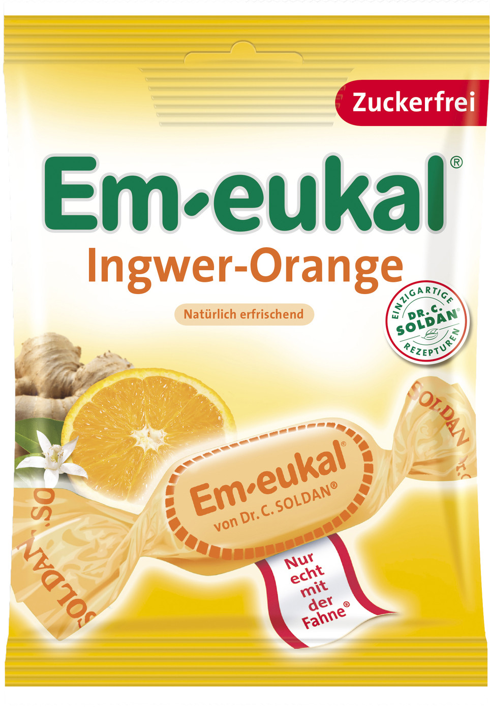 Em-Eukal Ingwer- Orange Hustenbonbons zuckerfrei 75G