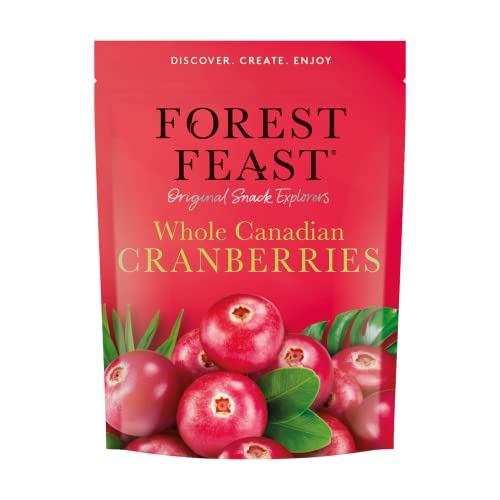 FOREST FEAST Ganze süße kanadische getrocknete Cranberries, 6 x 170 g, gesunde Snacks, 100% natürliche getrocknete Früchte ohne Zuckerzusatz, reich an Ballaststoffen und wenig Fett von FOREST FEAST