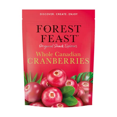 FOREST FEAST Ganze kanadische getrocknete Cranberries 6 x 170 g | Gesunde Snacks 100% natürliche Trockenfrüchte ohne Zuckerzusatz, Cranberries reich an Ballaststoffen & fettarm von FOREST FEAST