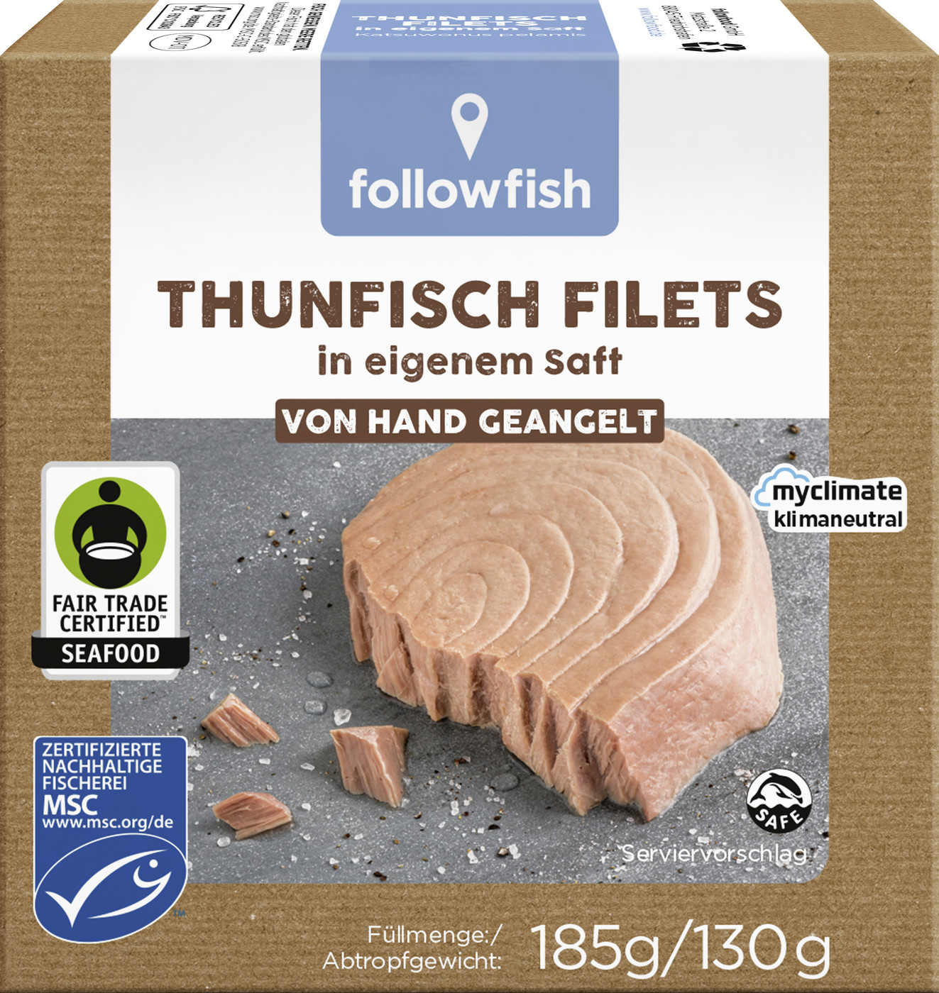 Followfood Thunfisch Filets in eigenem Saft 185G