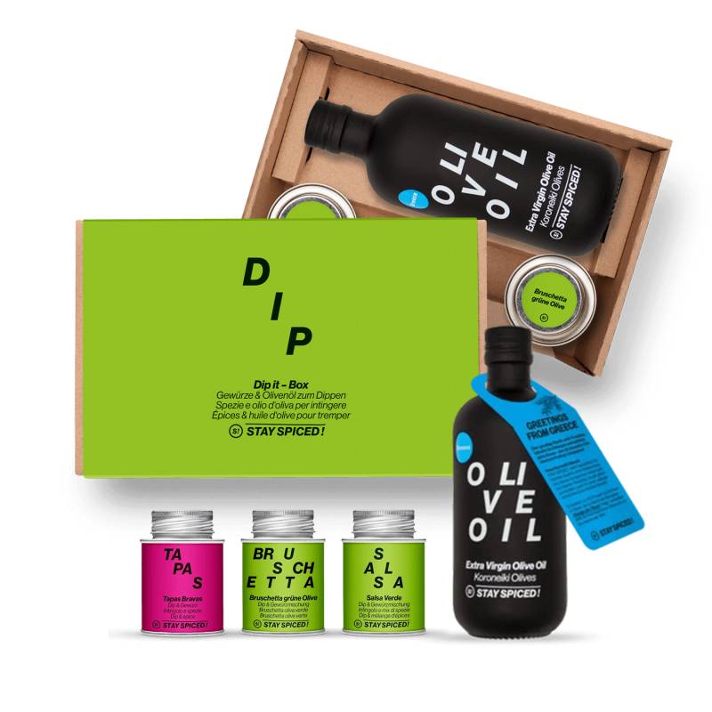 DIP IT | Gewürze Set & Olivenöl | 3 Gewürze und 1 Olivenöl in der Box