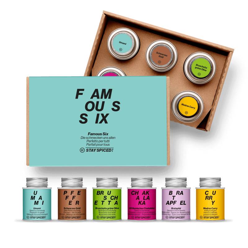 FAMOUS SIX - Top Seller | Gewürze Set | 6er Geschenkbox