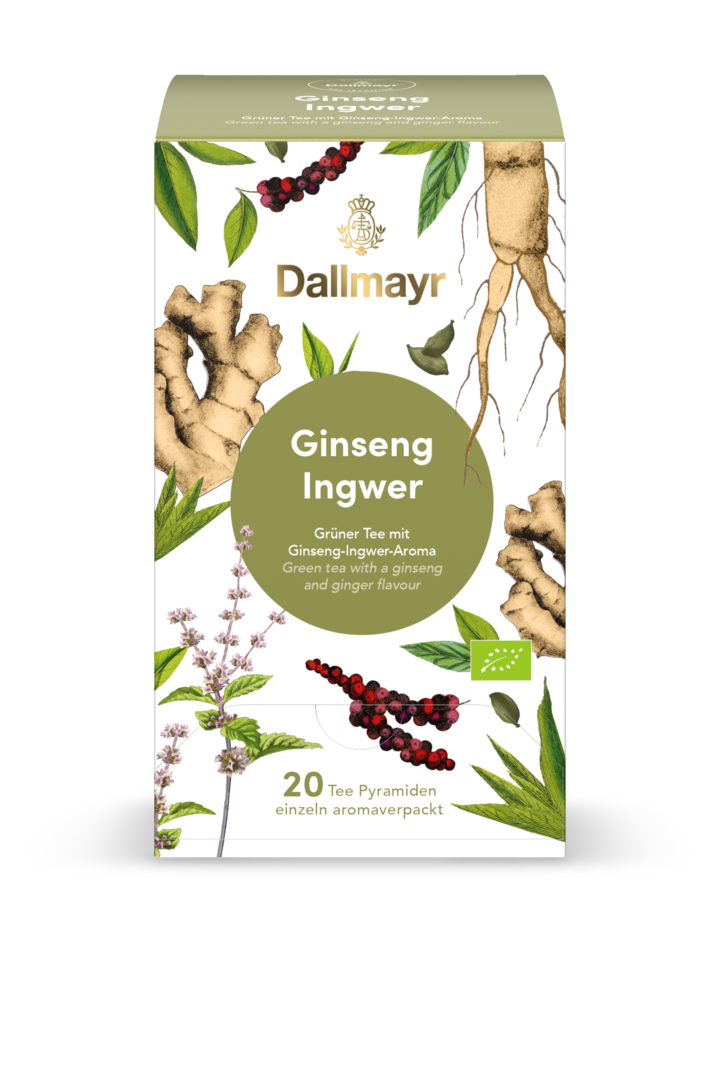 Ginseng Ingwer Bio Grüner Tee mit Ginseng-Ingwer-Aroma von Alois Dallmayr Kaffee OHG