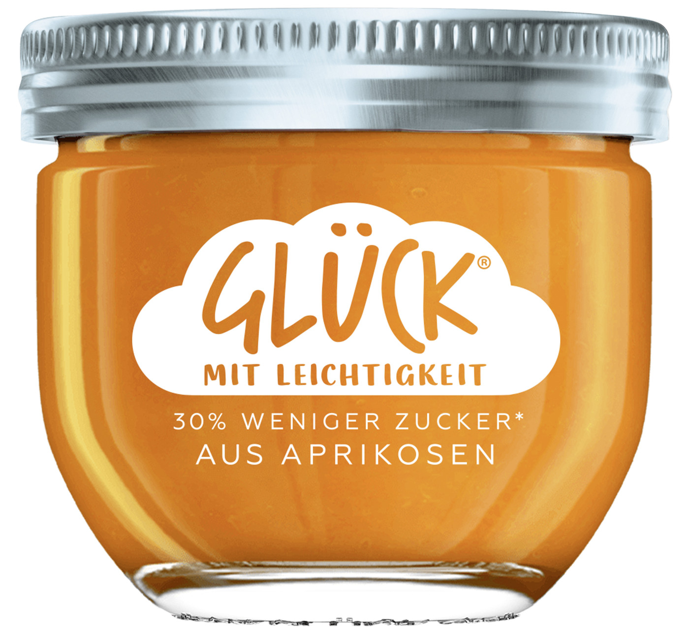 Glück Fruchtaufstrich Aprikose 30% weniger Zucker 230G