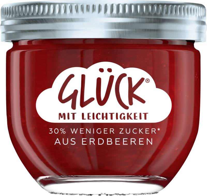 Glück Fruchtaufstrich Erdbeere 30% weniger Zucker 230G