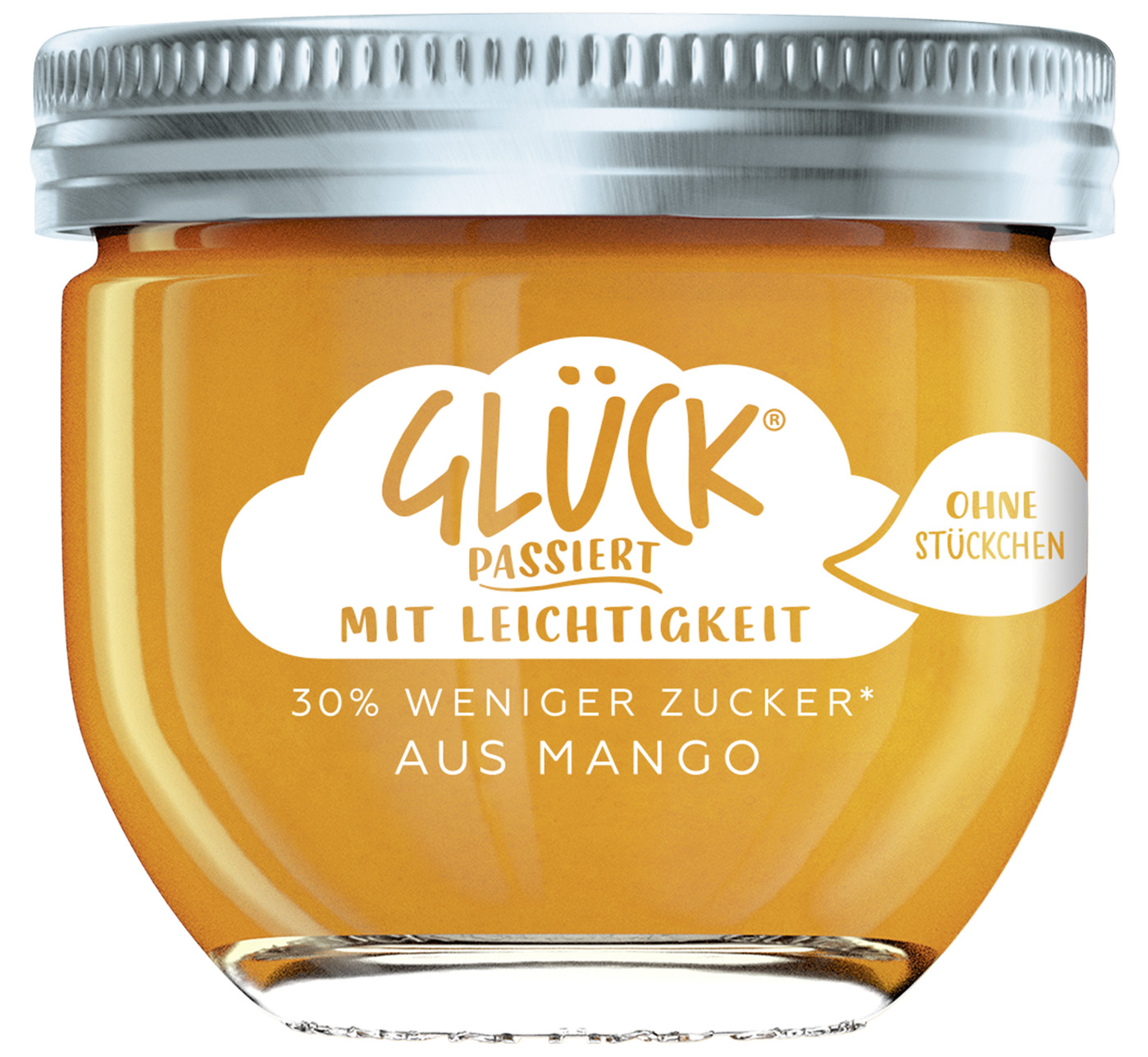 Glück Passiert Fruchtaufstrich Mango 30% weniger Zucker 230G