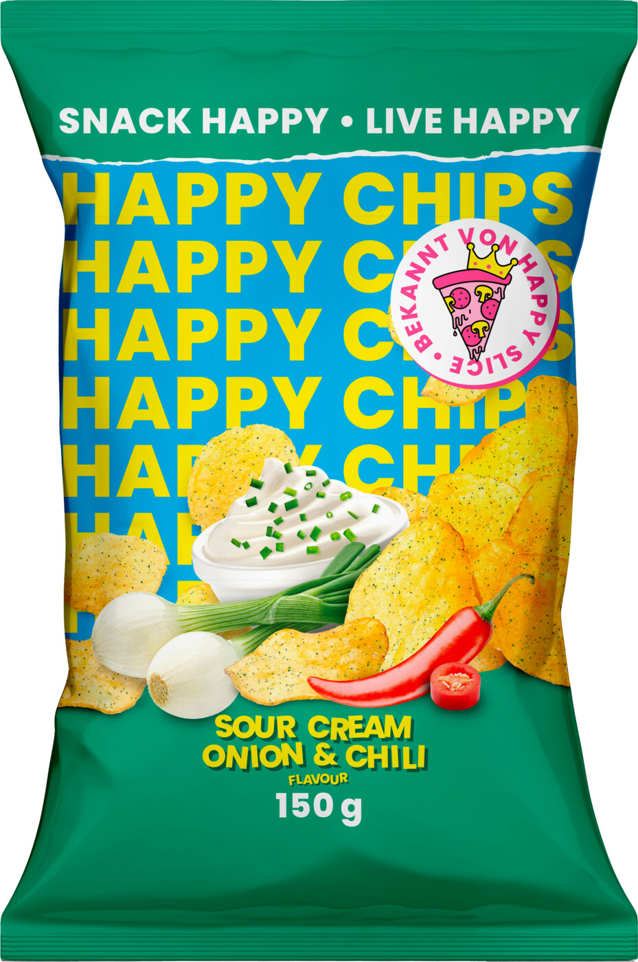 Happy Slice Happy Chips Sour Cream, Onion & Chili 150G