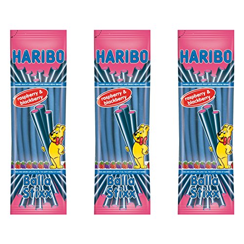 Haribo Balla Stixx, Himbeeren und Brombeeren, Bären, Gummi-Süßigkeiten, 3 Beutel