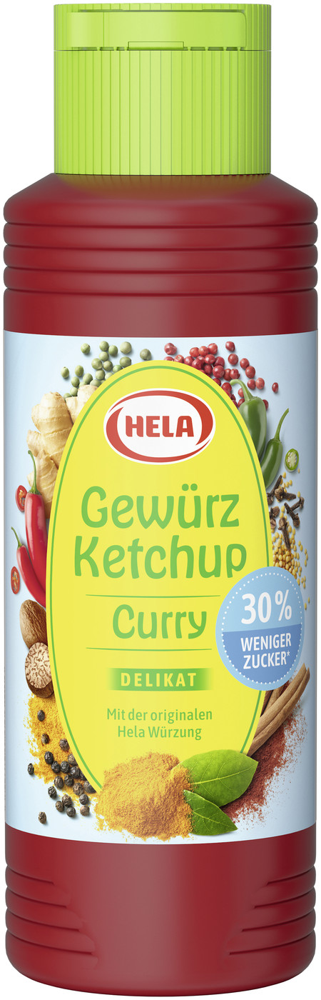 Hela Gewürz Ketchup Curry delikat 30% weniger Zucker 300ML