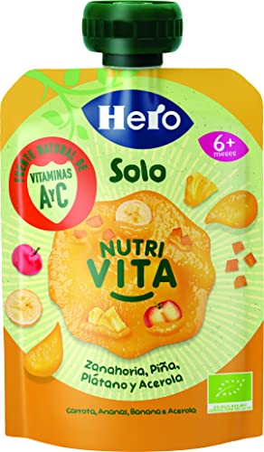 Hero Solo Bio-Beutel aus Karottenholz, Bananen, Ananas und Acerola, mit hohem natürlichen Gehalt an Vitamin A und C, 100 g von Hero Solo