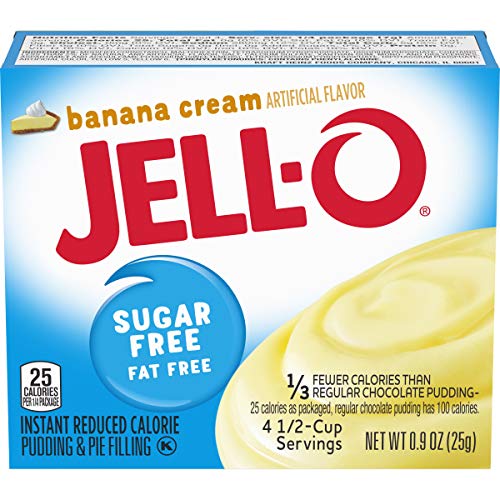 Jell-O Sugar-Free Instant Pudding and Pie Filling, Banana Cream, 0.9-Ounce Boxes (Pack of 6)