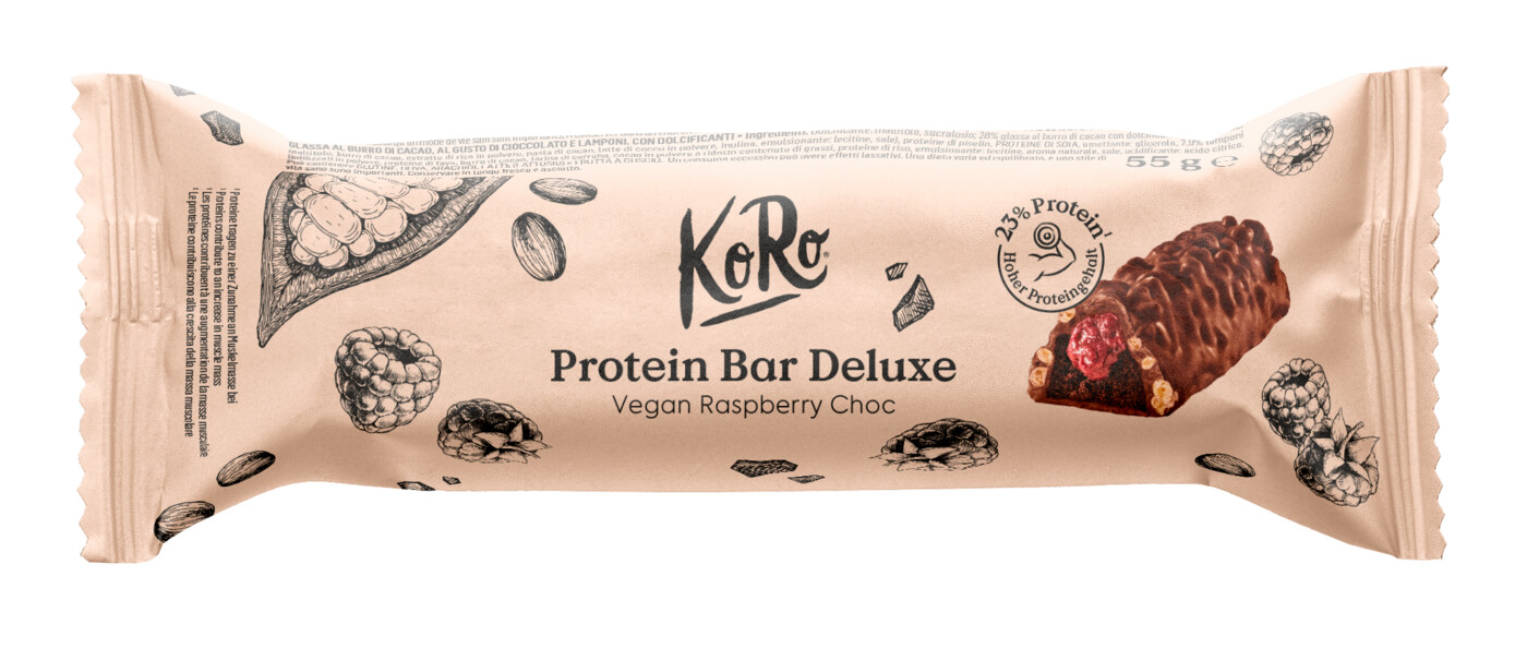 KoRo Protein Bar Deluxe Vegan Raspberry Choc 55G