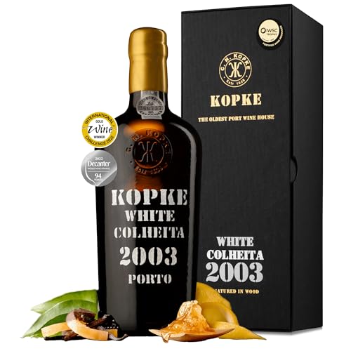 Kopke Weißer Portwein Colheita 2003 - Dessertwein in eleganter Geschenkbox | Portugiesischer Wein, ideal als a Alkohol Geschenke für Männer und Frauen | Portwein Weiss | 0,75l und 20% Vol. von KOPKE