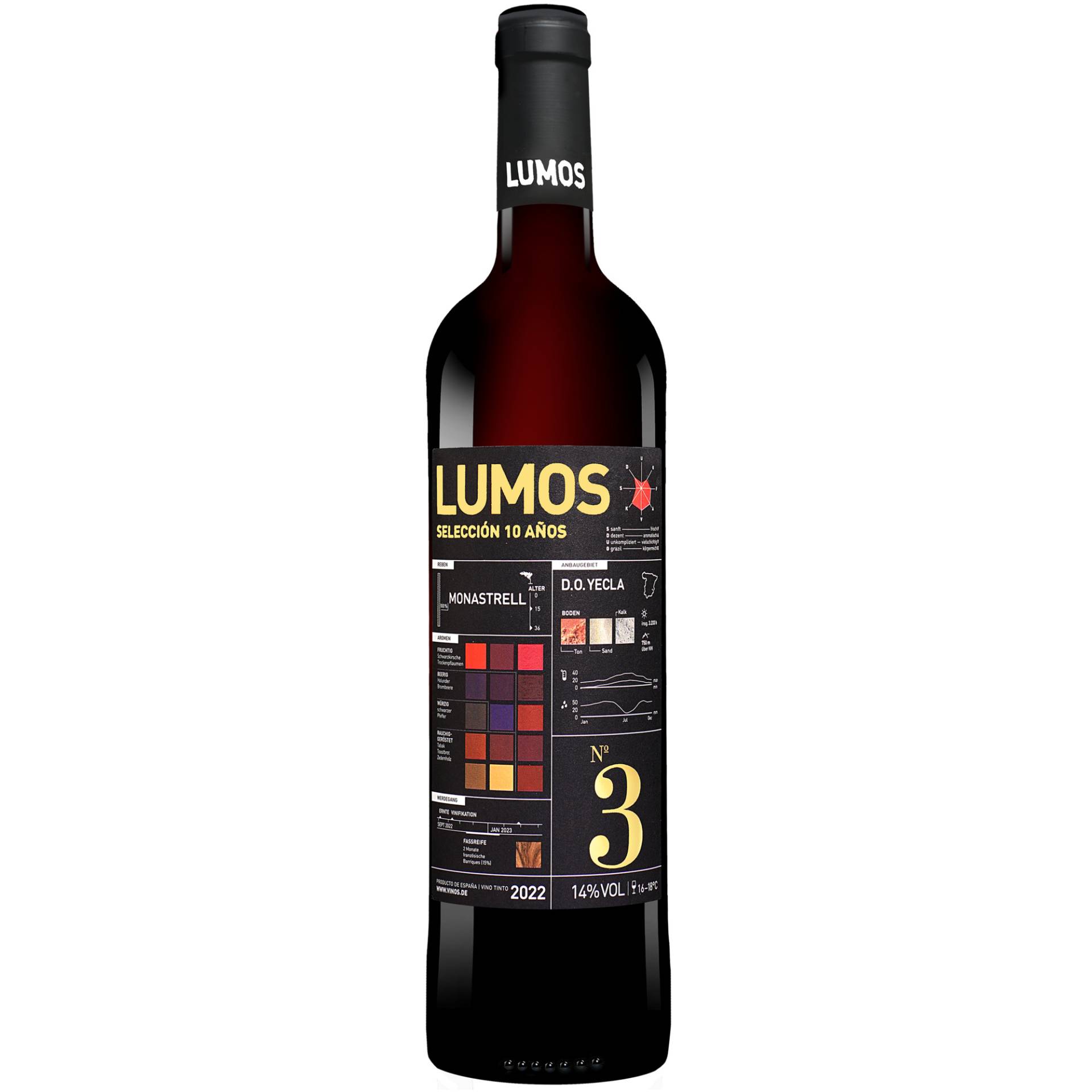 LUMOS No.3 Monastrell 2022  0.75L 14% Vol. Rotwein Trocken aus Spanien