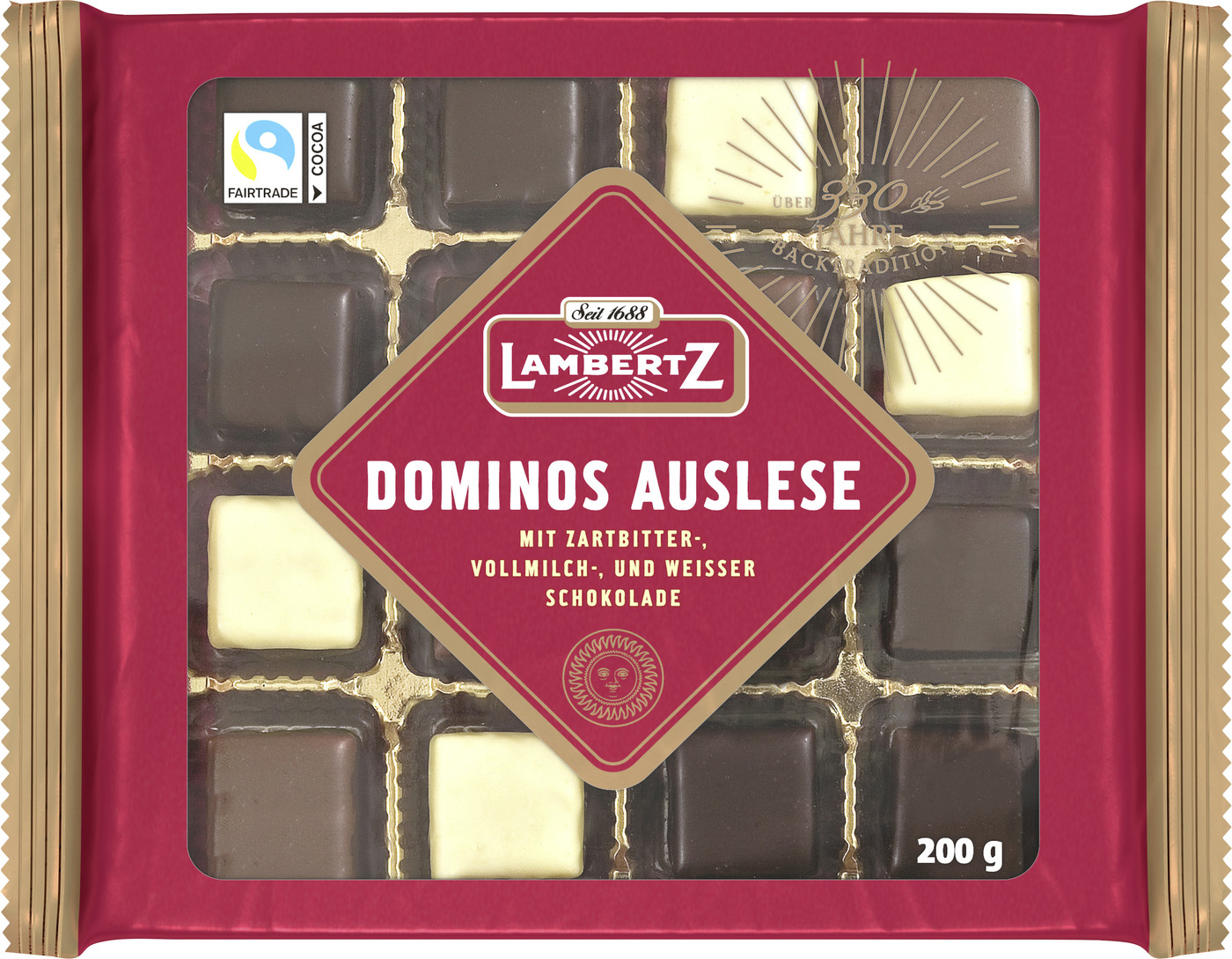 Lambertz Domino-Auslese Zartbitter/Vollmilch/Weiss 200G