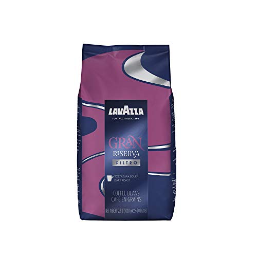 Lavazza Gran Riserva Filtro Kaffee für ganze Bohnen, dunkel geröstet, 1 kg, 100 % natürliches Arabica, authentisch italienisch, gemischt und geröstet in Italien, aromatische Noten aus Kakao und Karamell von Lavazza