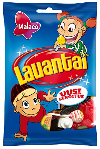 Malaco Lauantai - Samstag - Super Mix - Original - Schwedisch - Lakritz - Fruchtig - Weingummi - Süßigkeiten - Beutel 150g von Cloetta