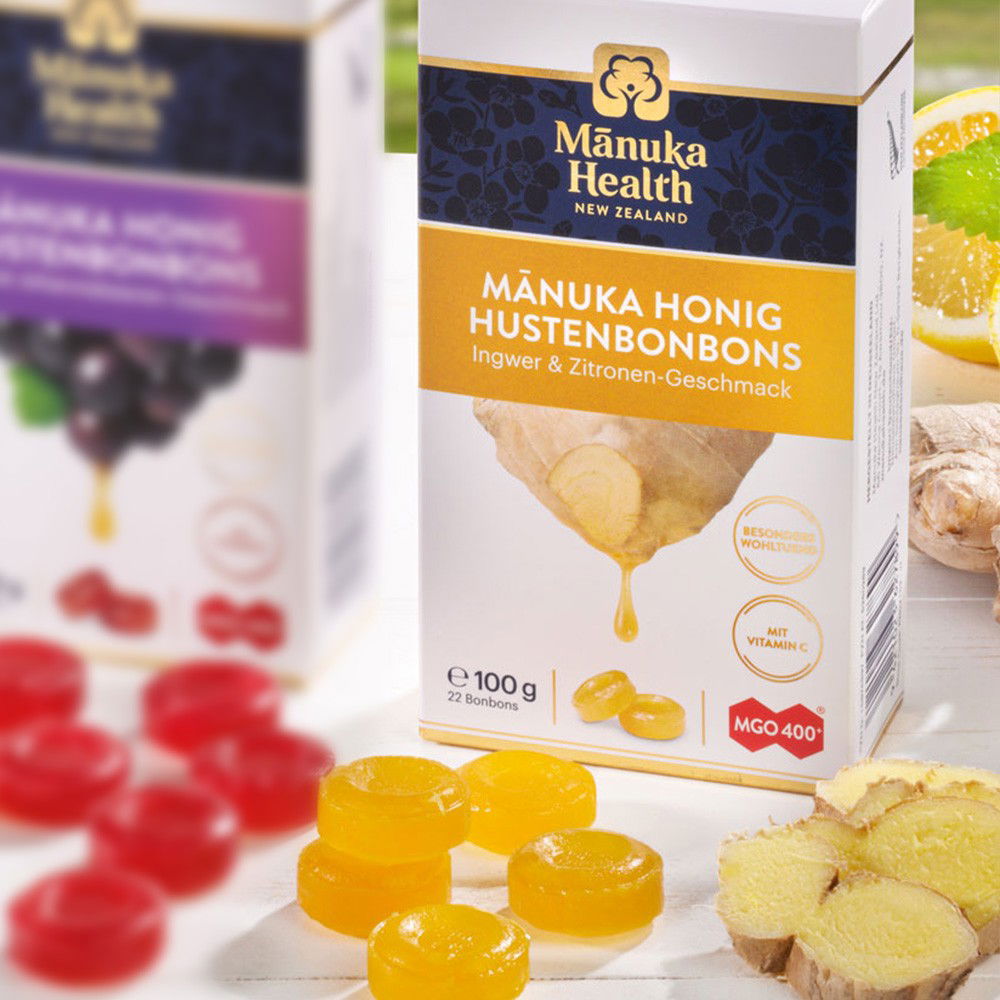 Manuka MGO 400+ Hustenbonbons Ingwer Zitrone von Manuka Health