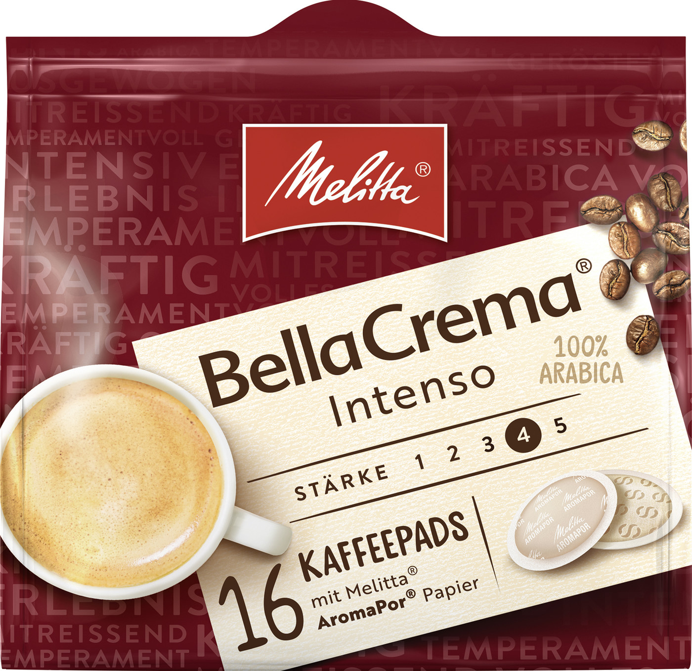 Melitta BellaCrema Kaffeepads Intenso 16ST 107G