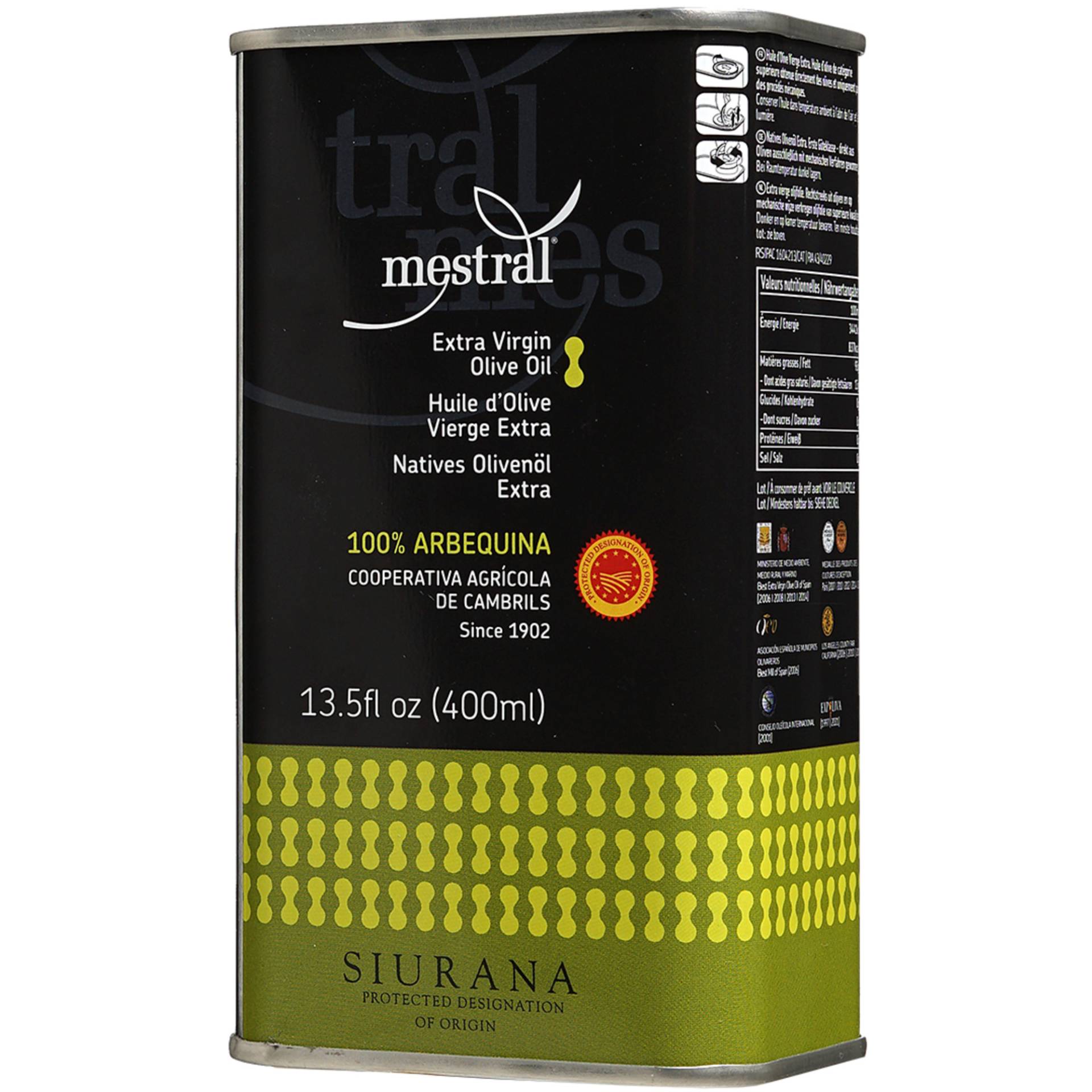 Mestral Olivenöl Extra Virgin Arbequina - 0,4 L. Dose  0.4L aus Spanien