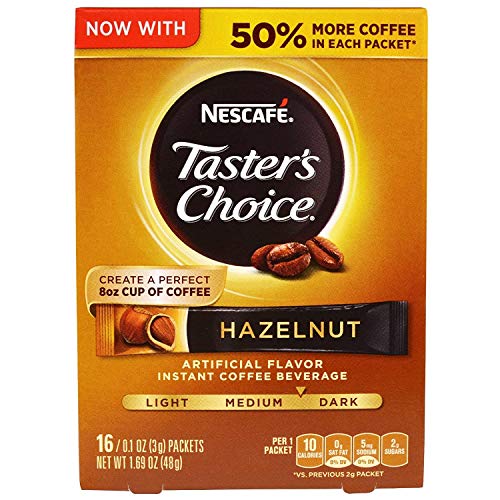 Nescafe Taster's Choice 16 Piece Hazelnut Instant Coffee Beverage Single Serve Sticks, 1.69 oz by Nescafé von Nescafé