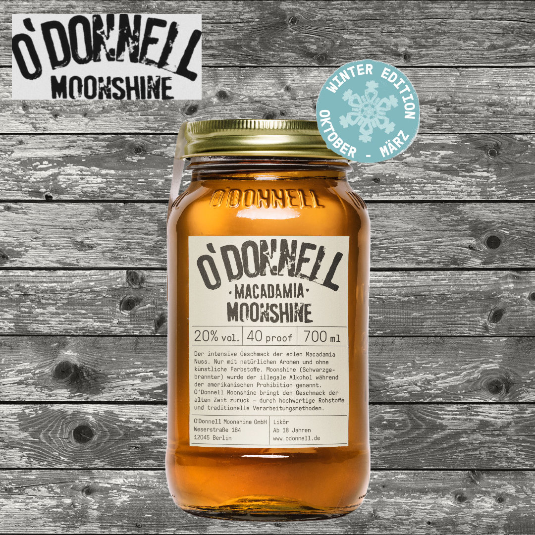 O´Donnell - Moonshine - Macadamia - 700ml - „Mason Jars“ Glas