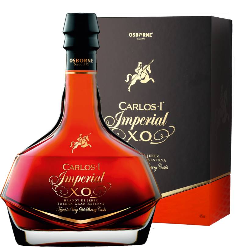 Osborne Carlos I Imperial X.O. Brandy de Jerez Solera Gran Reserva in Geschenkverpackung