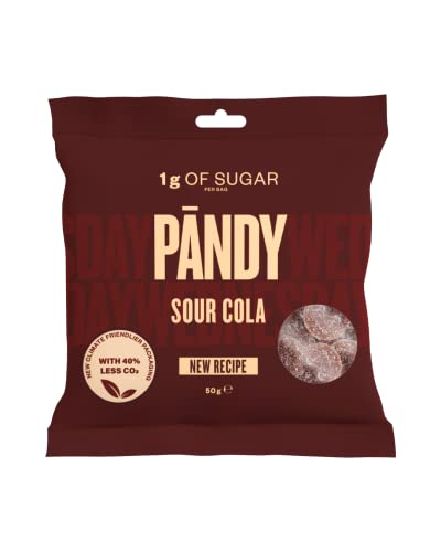 PÄNDY SOUR COLA Low Carb Süßigkeiten - Gesunde Süßigkeiten - Sauer Süßigkeiten mit Colageschmack, zuckerarm und kalorienarm, 14 Tüten x 50g von PÄNDY