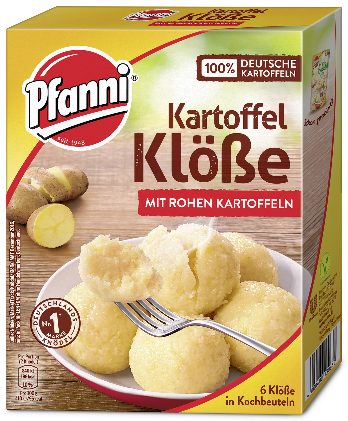 Pfanni Kartoffel Klöße mit rohen Kartoffeln für 6 Stück 200G