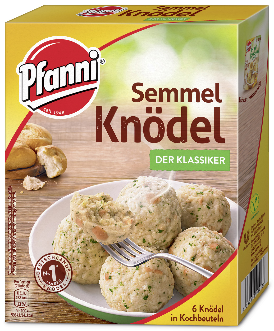 Pfanni Semmelknödel der Klassiker im Kochbeutel - 6 Knödel 200G