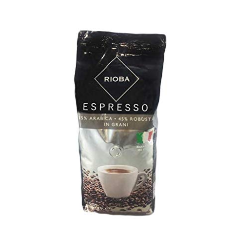 Rioba Silver Grani Espresso, gerösteter Kaffee, ganze Bohnen, 55% Arabica & 45% Robusta, 1000g von Rioba