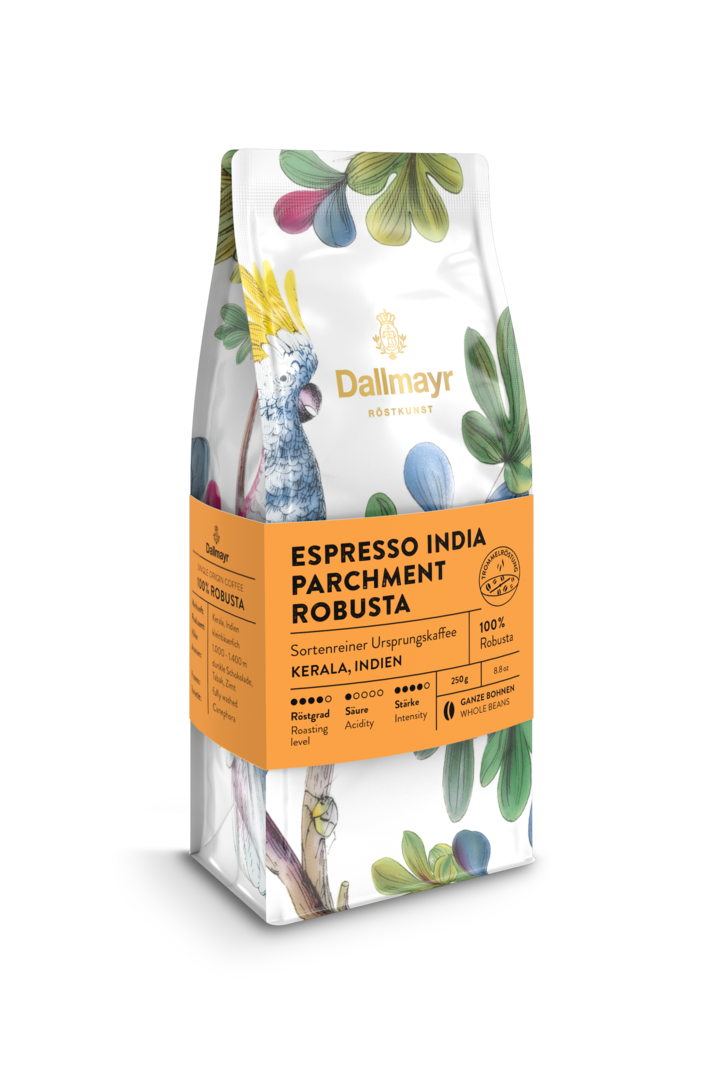 Röstkunst Espresso India Parchment Robusta 250g ganze Bohne von Alois Dallmayr Kaffee OHG