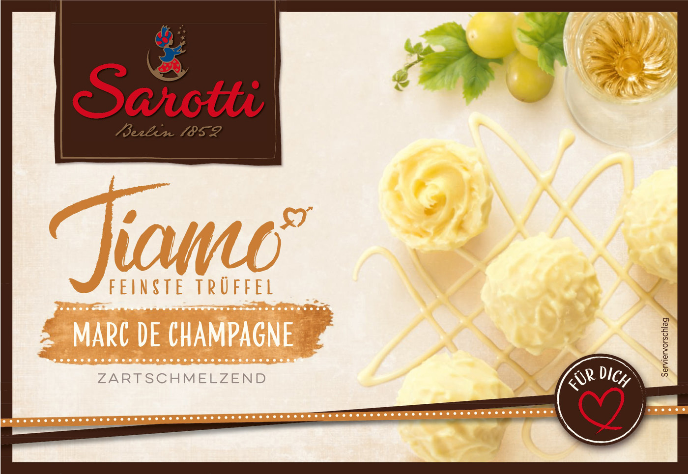 Sarotti Tiamo Feinste Trüffel - Marc de Champagne 125G