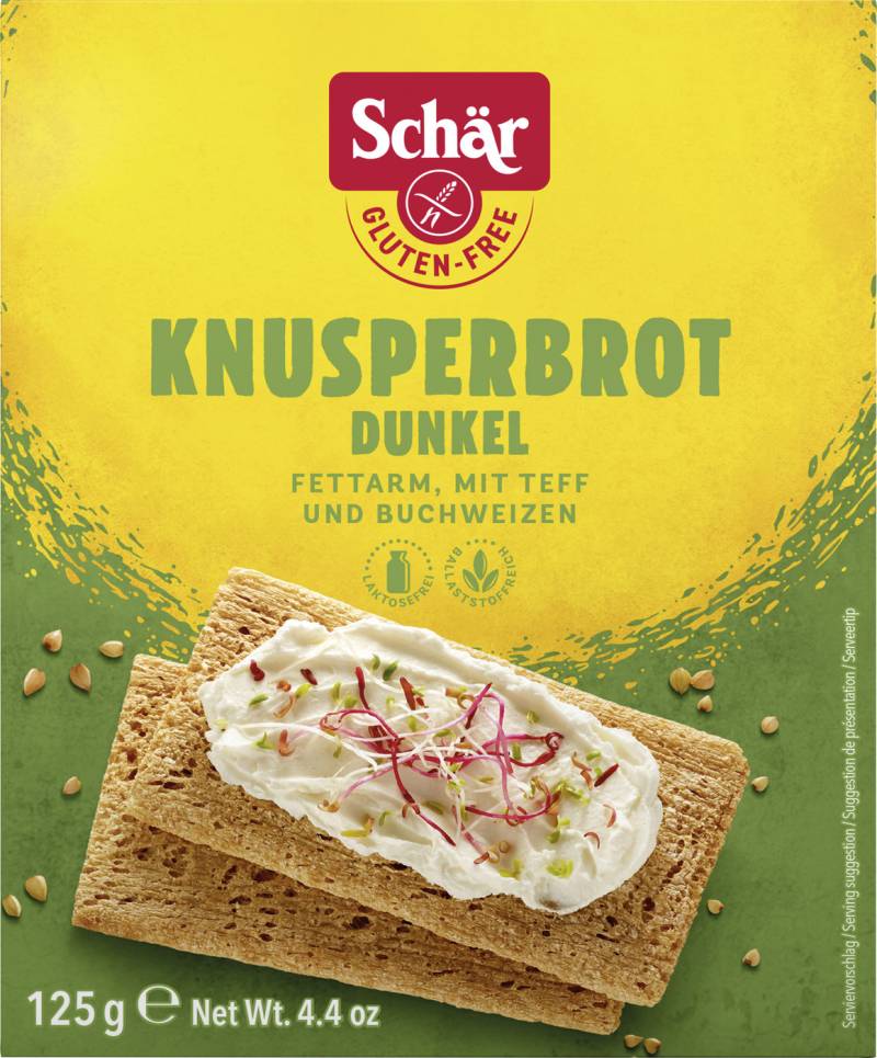 Schär Knusperbrot dunkel fettarm mit Teff und Buchweizen 125G